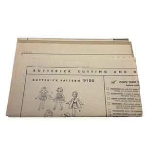 Butterick Vintage Mail Order Pattern #9186 12" Doll Wardrobe HTF RARE